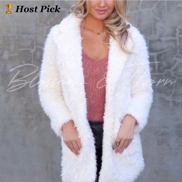 Jackets & Blazers - Fuzzy White Teddy Bear Cardigan Jacket
